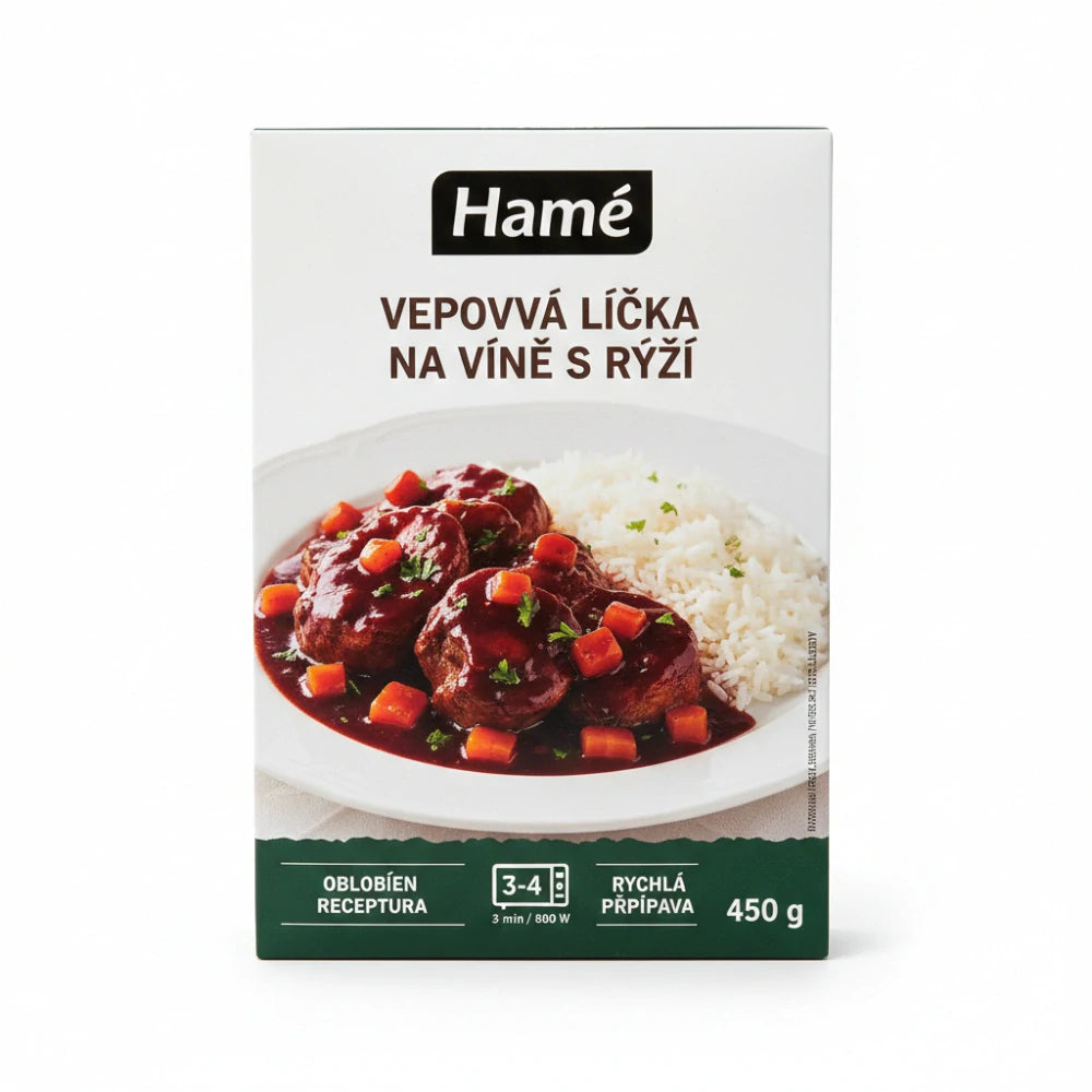 Vepřové líčka na víně s rýží 450g