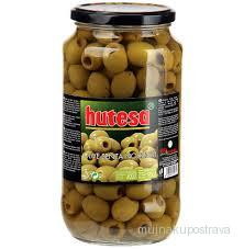 Olivy bez pecky s papričkou zelené Hutesa 400g
