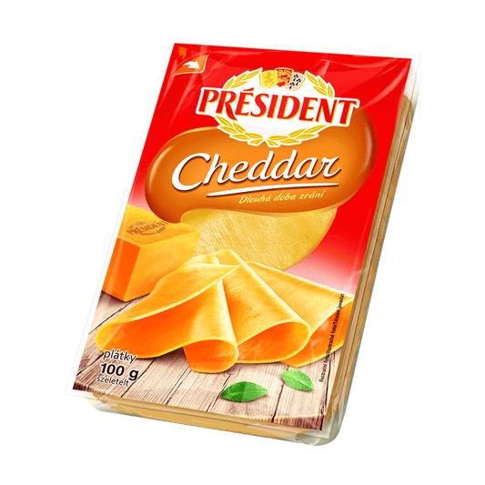 Cheddar plátky président 3 x 100 g